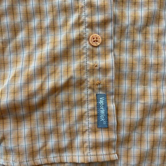 The North Face VaporWick Plaid Button Up Shirt Orange Small Long Sleeve Roll Tab - Picture 10 of 12